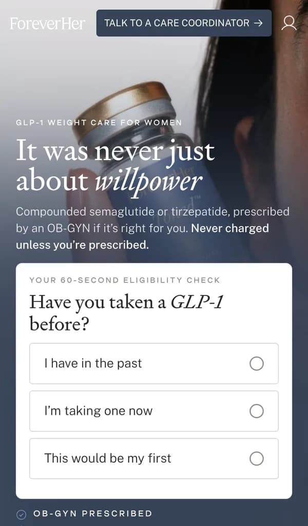 ForeverHer website on a phone