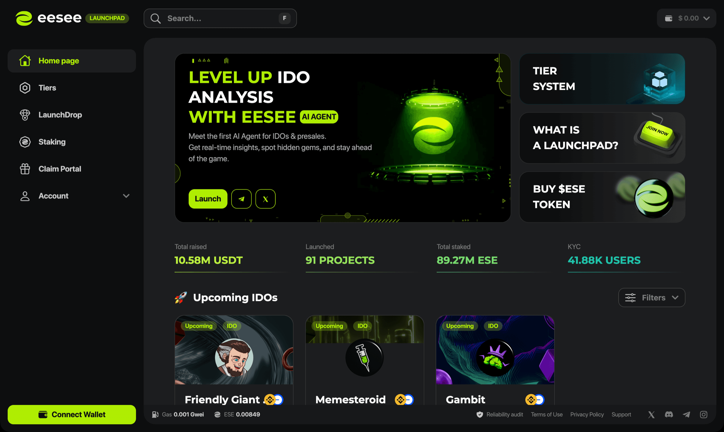 Eesee — crypto IDO analysis and launchpad platform built by Nemy Agency