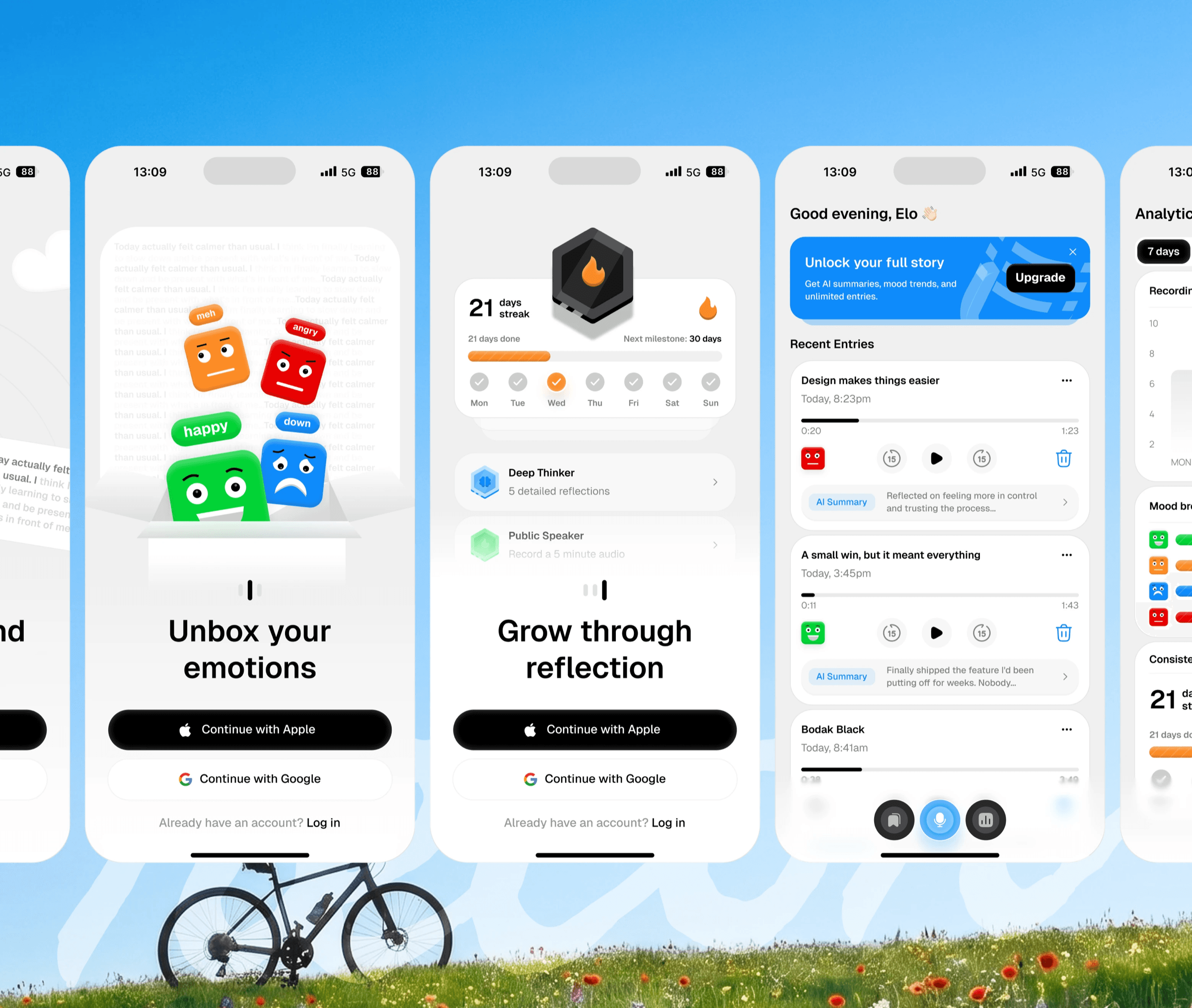 Recor — mood tracking and habit-building screens designed by Nemy Agency